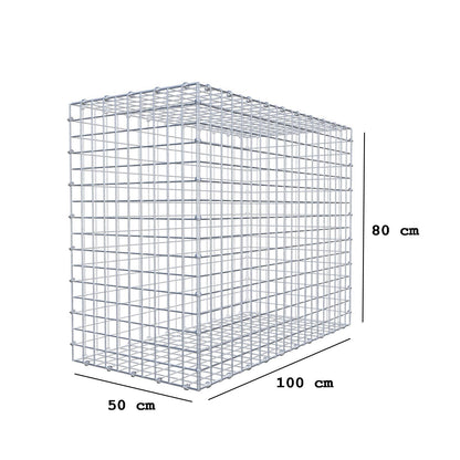 Gabion 100 cm x 80 cm x 50 cm (L x H x D), mesh size 5 x 5 cm, spiral ring