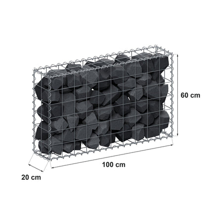 Gabion 100 cm x 60 cm x 20 cm (L x H x D), maskstorlek 10 cm x 10 cm, spiral
