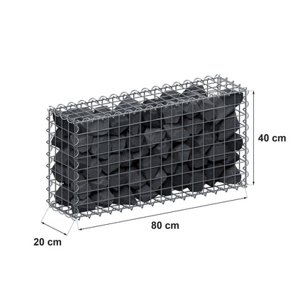 Gabião 80 cm x 40 cm x 20 cm (C x A x P), malhagem 5 cm x 5 cm, espiral