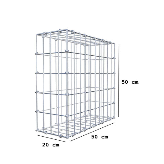 Gabione 50 cm x 50 cm x 20 cm (L x H x T), Maschenweite 5 x 10 cm, Spiralring