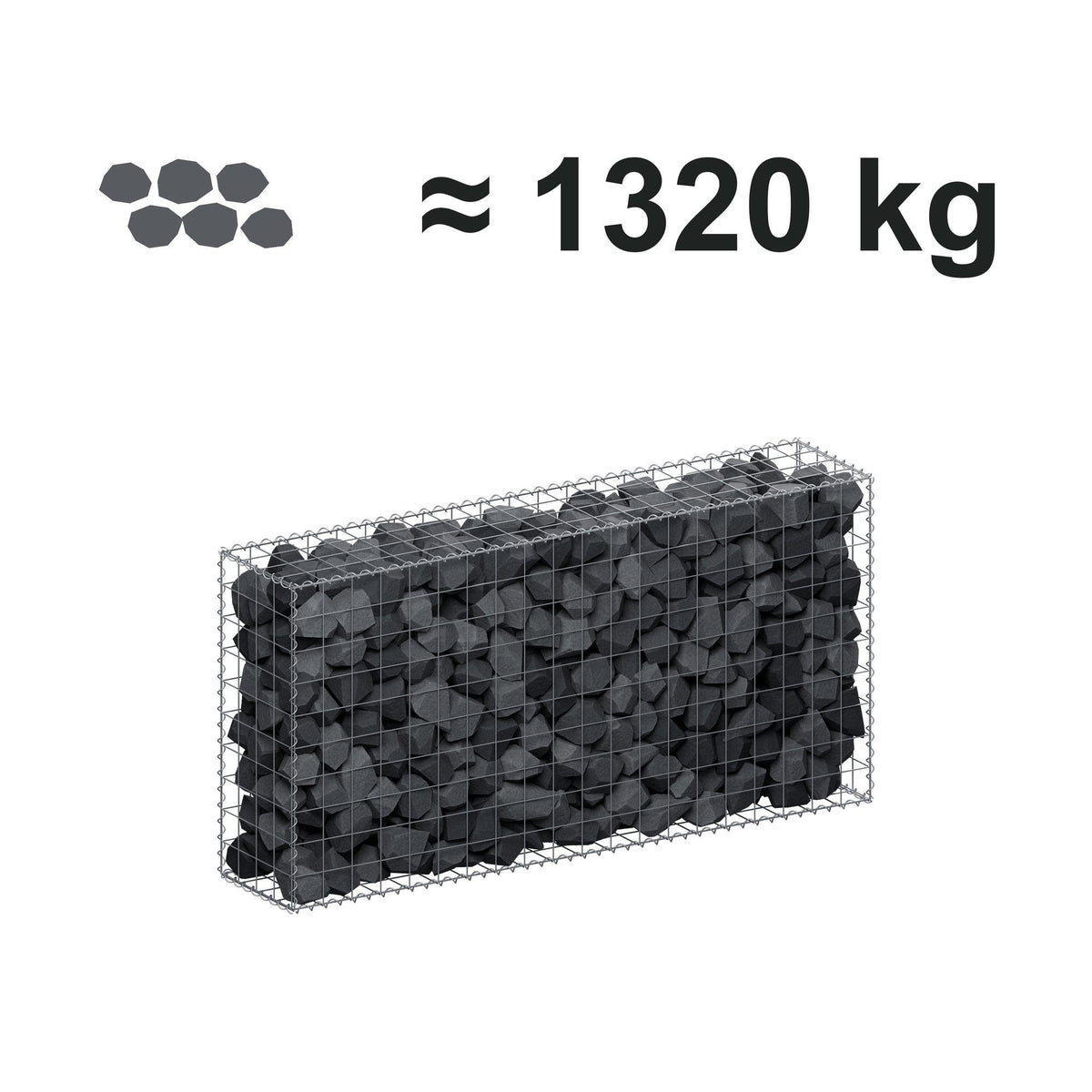 Gabion 200 cm x 100 cm x 40 cm (L x H x D), maskestørrelse 10 cm x 10 cm, spiral