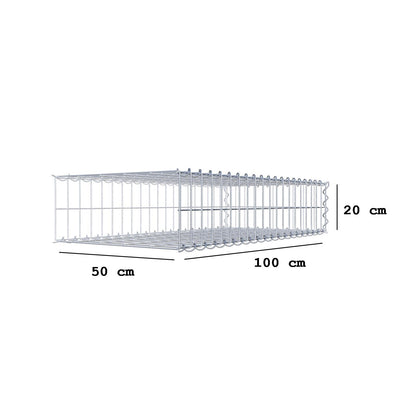 Opvokset gabion type 2 100 cm x 20 cm x 50 cm (L x H x D), maskestørrelse 5 cm x 10 cm, spiral