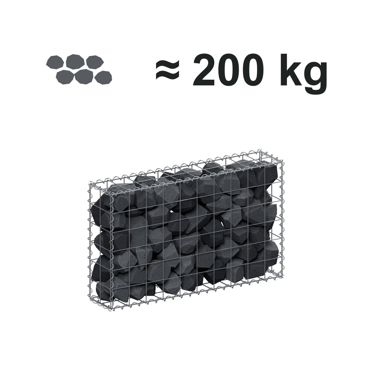 Gabion 100 cm x 60 cm x 20 cm (L x H x D), maskstorlek 10 cm x 10 cm, spiral