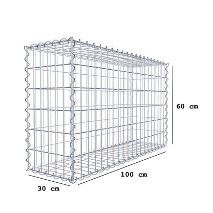 Gabbione 100 cm x 60 cm x 30 cm (L x H x P), maglia 5 cm x 10 cm, spirale