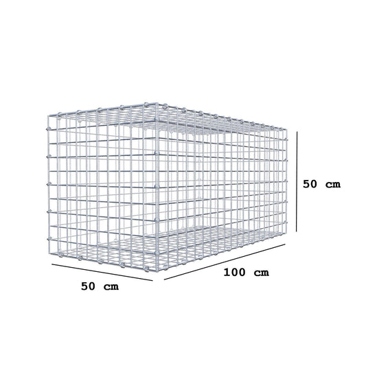 Gabion 100 cm x 50 cm x 50 cm (L x H x D), maskstorlek 5 x 5 cm, spiralring