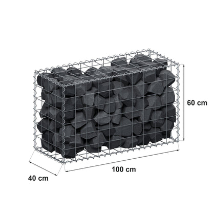 Gabion 100 cm x 60 cm x 40 cm (L x H x D), maskstorlek 10 cm x 10 cm, spiral