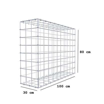 Gabione 100 cm x 80 cm x 30 cm (L x H x T), Maschenweite 10 x 10 cm, Spiralring