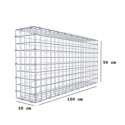 Gabion 100 cm x 50 cm x 20 cm (L x H x D), maskestørrelse 5 x 5 cm, spiralring