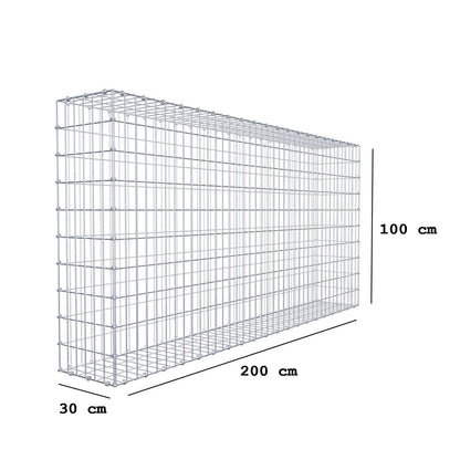 Gabion 200 cm x 100 cm x 30 cm (L x H x D), maskstorlek 5 x 10 cm, spiralring