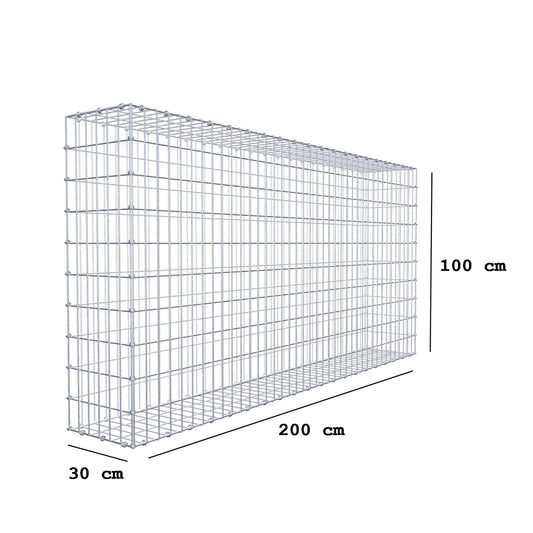 Gabione 200 cm x 100 cm x 30 cm (L x H x T), Maschenweite 5 x 10 cm, Spiralring