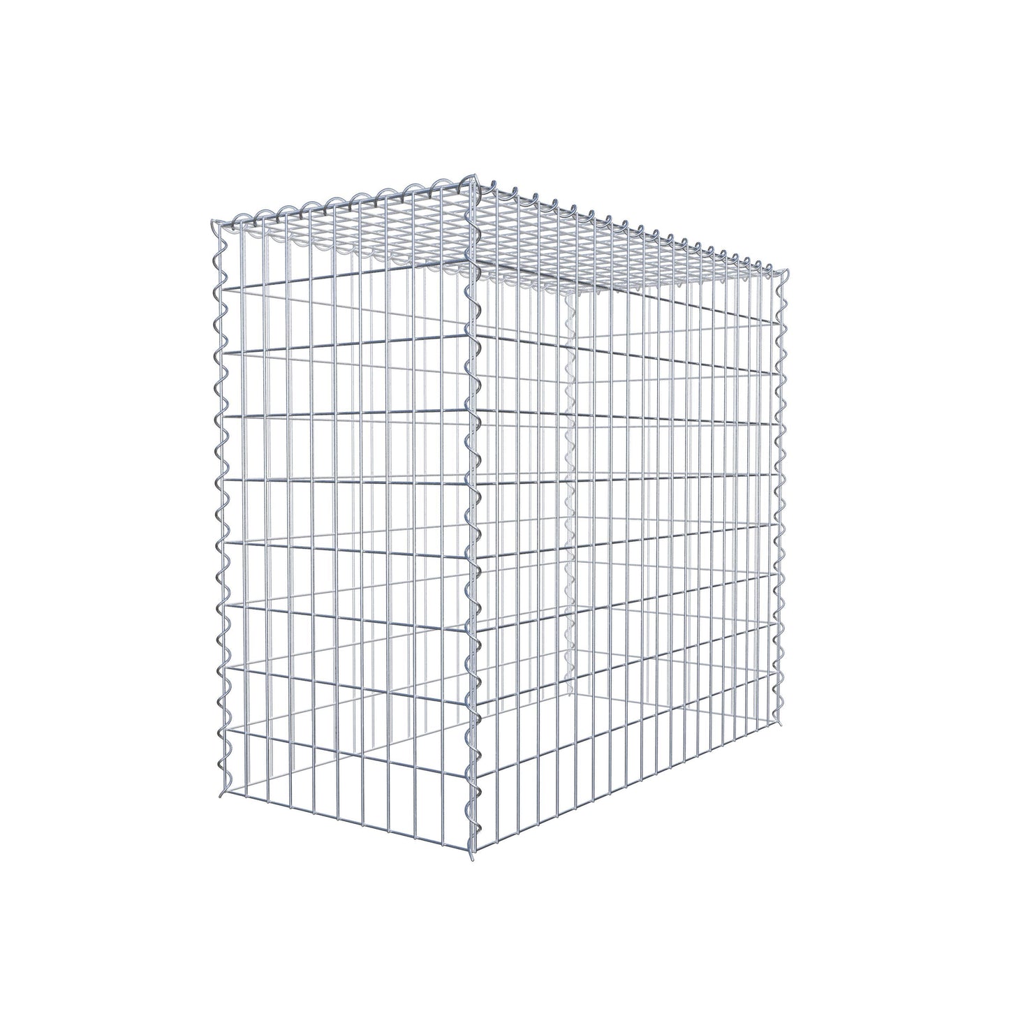 Opbouw schanskorf type 3 100 cm x 90 cm x 50 cm (L x H x D), maaswijdte 5 cm x 10 cm, spiraalvormig