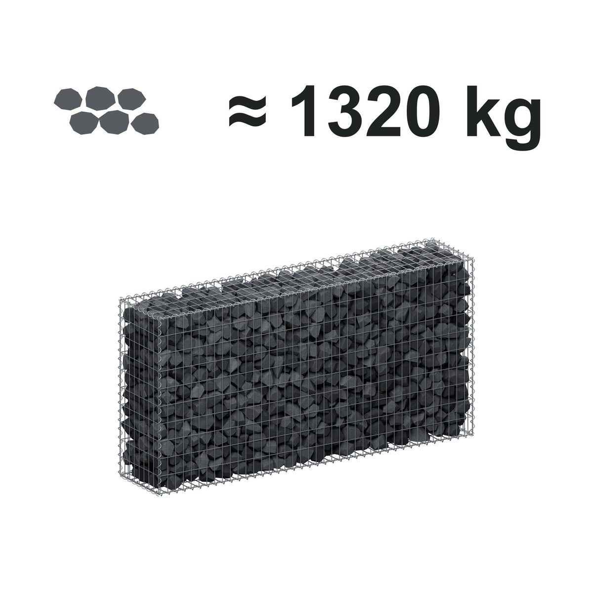 Gabion 200 cm x 100 cm x 40 cm (L x H x D), maskstorlek 5 cm x 10 cm, spiral