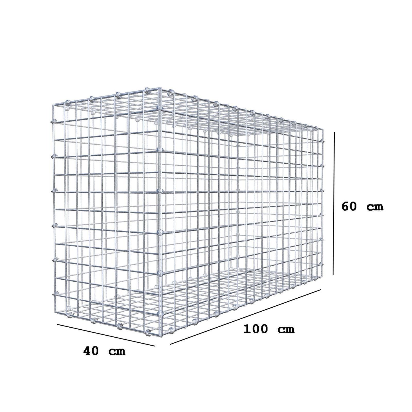 Schanskorf 100 cm x 60 cm x 40 cm (L x H x D), maaswijdte 5 x 5 cm, spiraalring