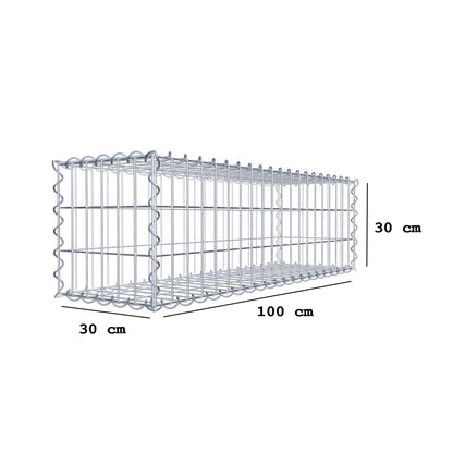 Gabbione 100 cm x 30 cm x 30 cm (L x H x P), maglia 5 cm x 10 cm, spirale