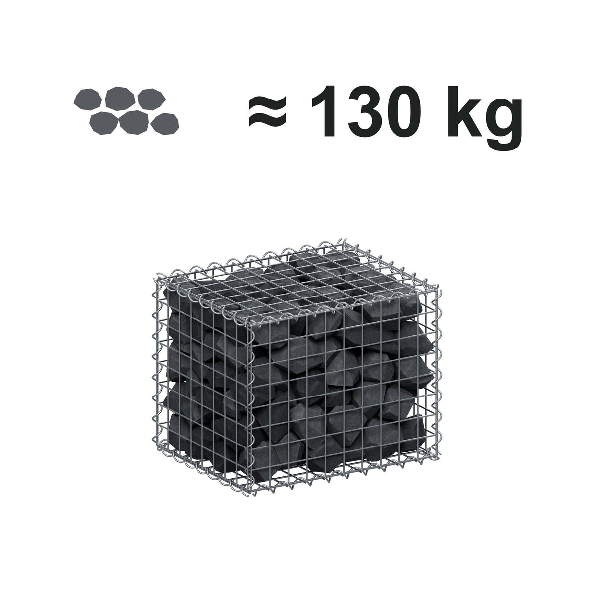 Gabion 50 cm x 40 cm x 40 cm (L x H x D), maskstorlek 5 cm x 5 cm, spiral