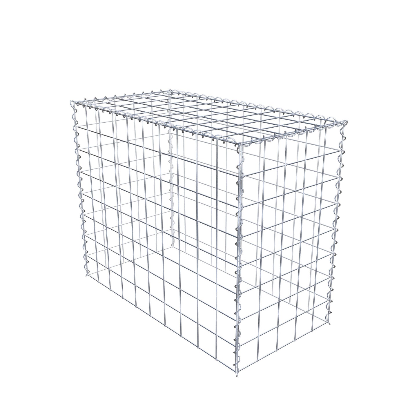 Opbouw schanskorf type 3 100 cm x 80 cm x 50 cm (L x H x D), maaswijdte 10 cm x 10 cm, spiraal