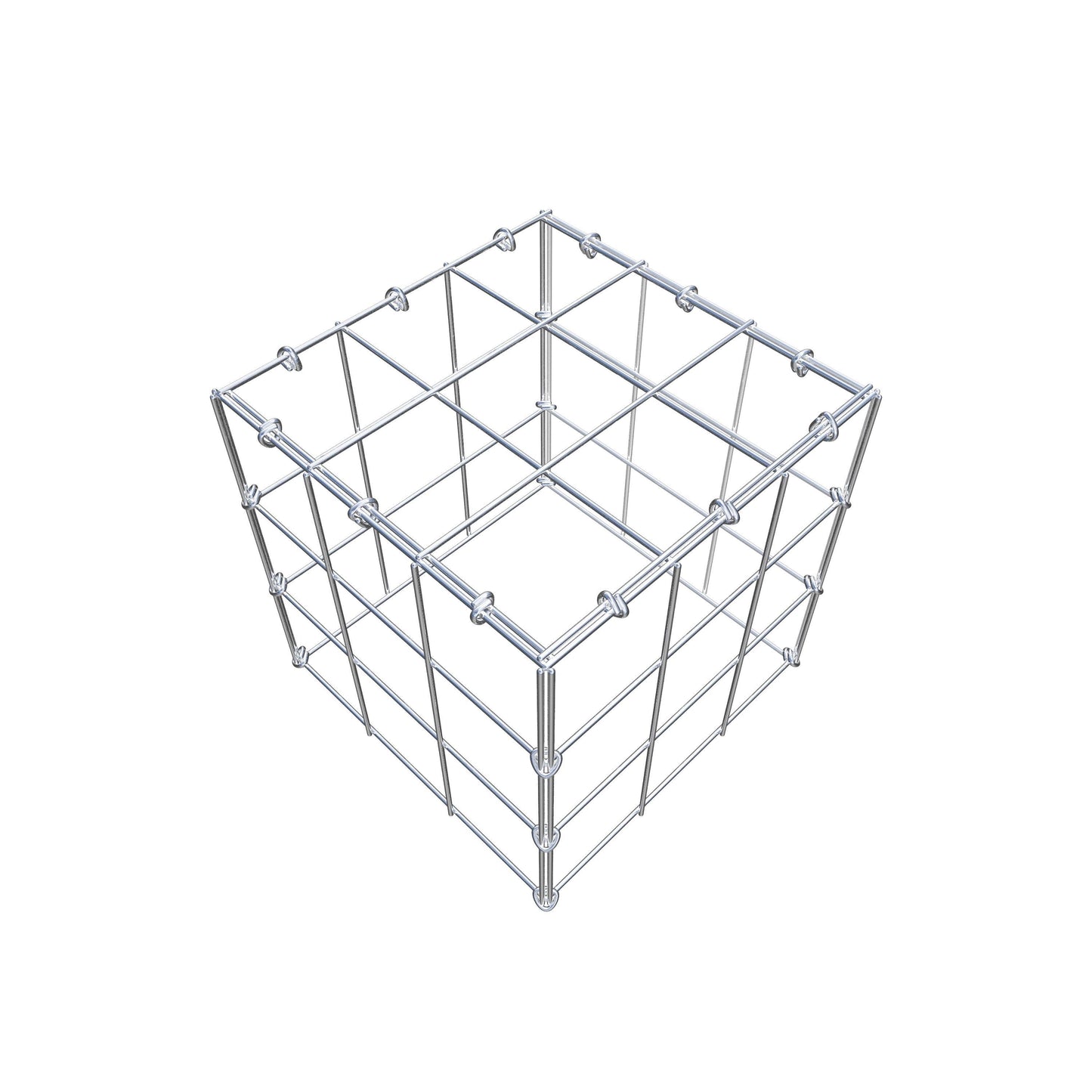 Opbouw schanskorf type 3 30 cm x 30 cm x 30 cm (L x H x D), maaswijdte 10 cm x 10 cm, C-ring
