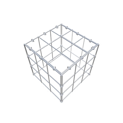 Opbouw schanskorf type 3 30 cm x 30 cm x 30 cm (L x H x D), maaswijdte 10 cm x 10 cm, C-ring