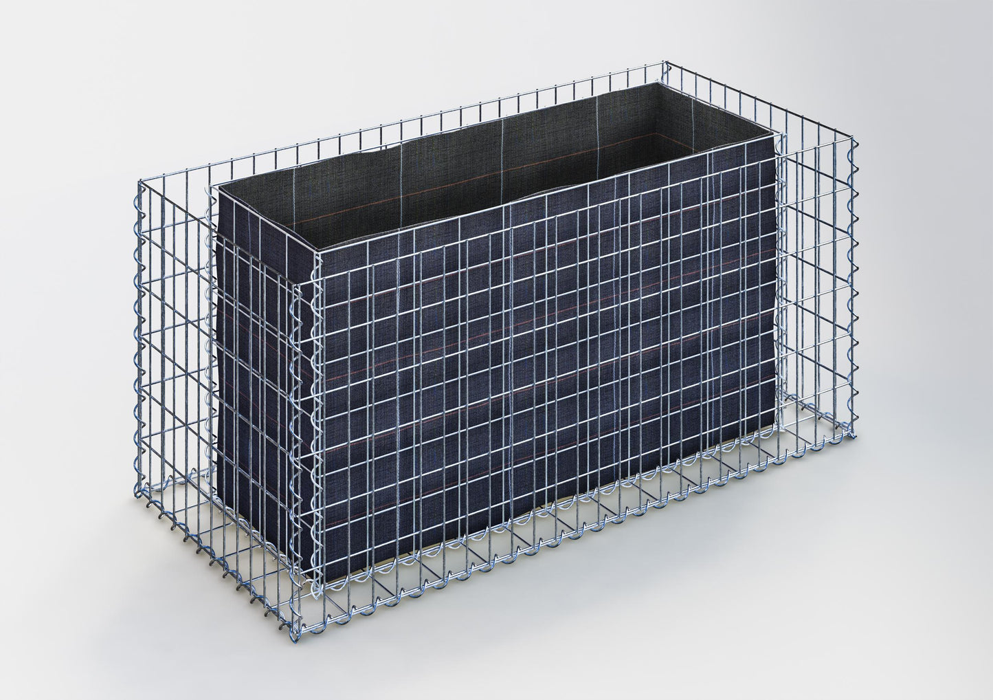 Högbädd, fyrkantig 130 cm x 60 cm x 60 cm (L x H x D), maskstorlek 5 x 10 cm, väggtjocklek 10 cm