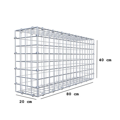Gabion 80 cm x 40 cm x 20 cm (L x H x D), maskestørrelse 5 x 5 cm, spiralring