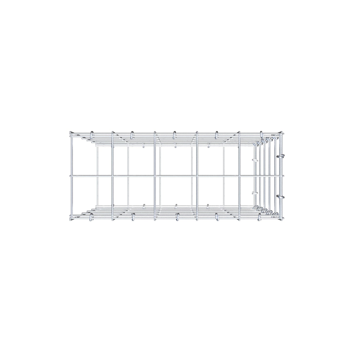 Monteret gabion type 2 50 cm x 50 cm x 20 cm (L x H x D), maskestørrelse 10 cm x 10 cm, C-ring