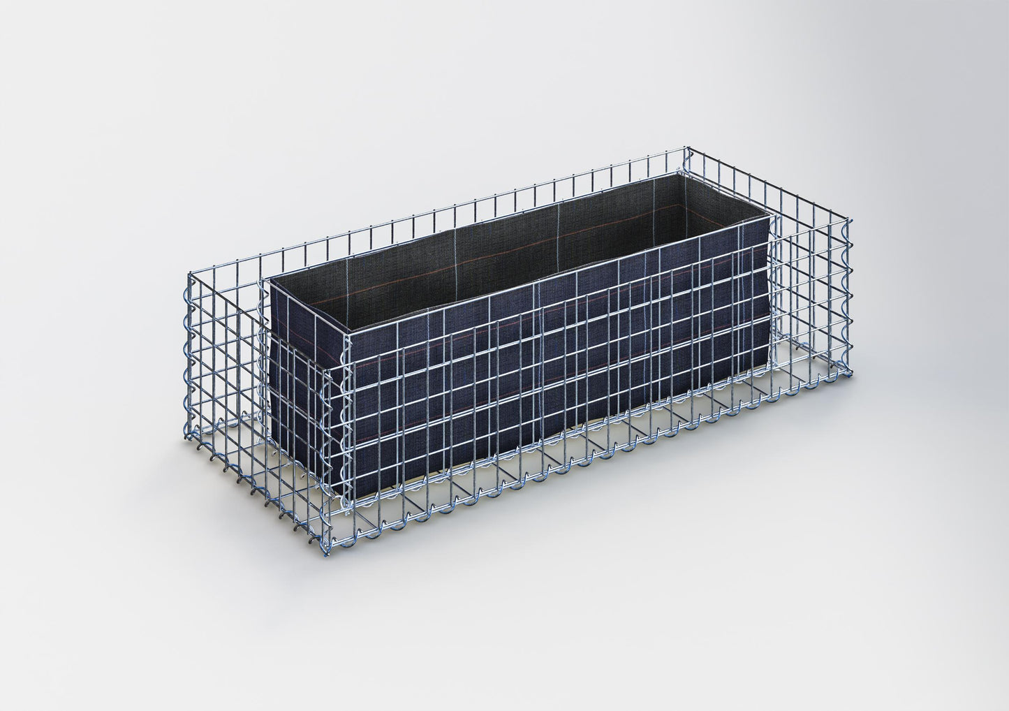 Högbädd, fyrkantig 120 cm x 30 cm x 50 cm (L x H x D), maskstorlek 5 x 5 cm, väggtjocklek 10 cm