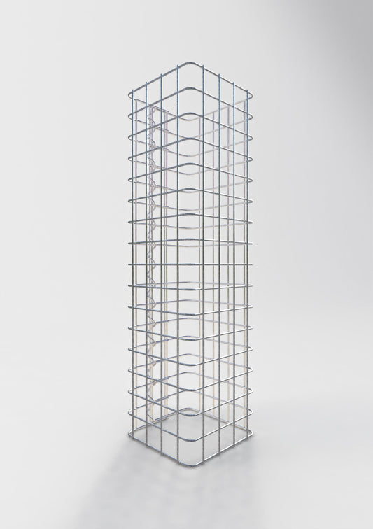 Columna de gaviones, cuadrada 22 cm x 22 cm, 80 cm de altura, MW 5 cm x 5 cm