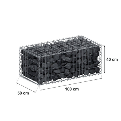 Gabion 100 cm x 40 cm x 50 cm (L x H x D), mesh size 5 cm x 10 cm, spiral