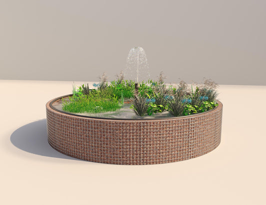 Gabionupphöjd damm rund, ytterdiameter 412 cm, höjd 80 cm, maskstorlek 5 x 5 cm, väggtjocklek 15 cm