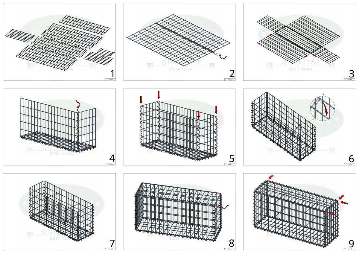 Gabion 100 cm x 80 cm x 40 cm (L x H x P), mailles 5 cm x 10 cm, spirale
