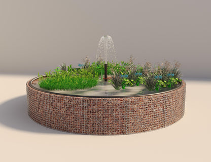 Gabion-dam, rund, ydre diameter 502 cm, højde 80 cm, maskestørrelse 5 x 5 cm, vægtykkelse 15 cm