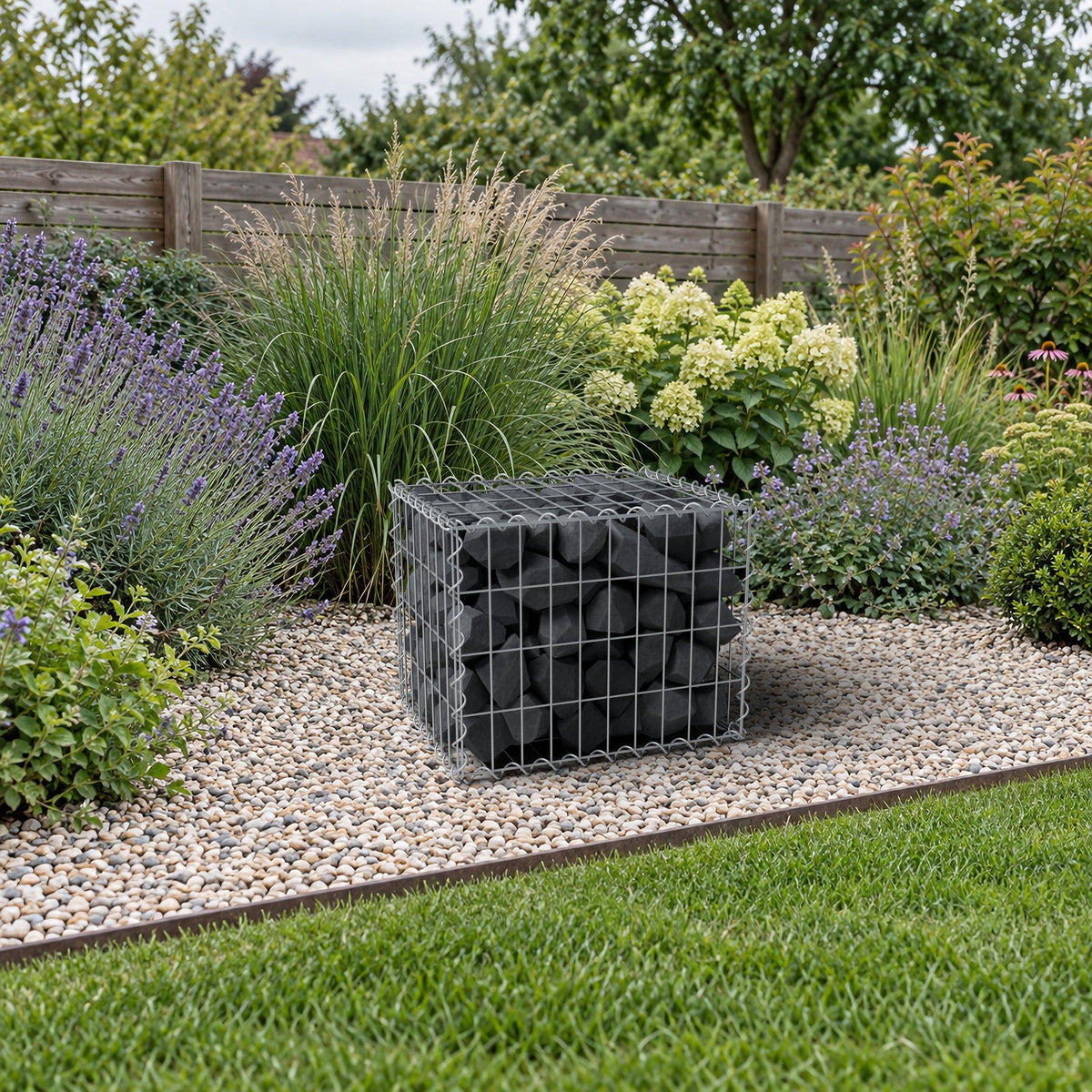 Gabion 50 cm x 40 cm x 40 cm (L x H x D), maskstorlek 5 cm x 10 cm, spiral