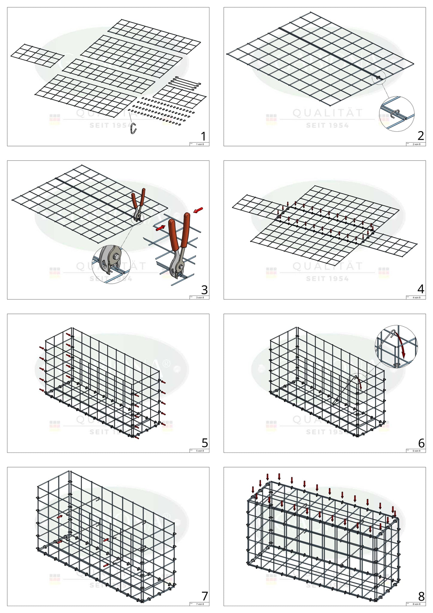 Gabião 100 cm x 60 cm x 20 cm (C x A x P), malhagem 10 cm x 10 cm, anel C