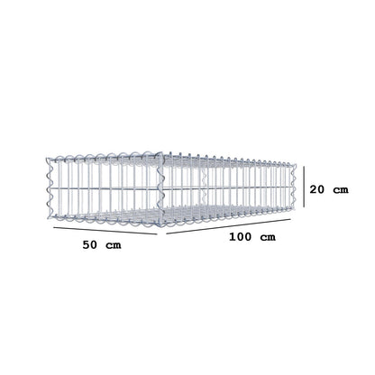 Gabion 100 cm x 20 cm x 50 cm (L x H x D), maskstorlek 5 cm x 10 cm, spiral