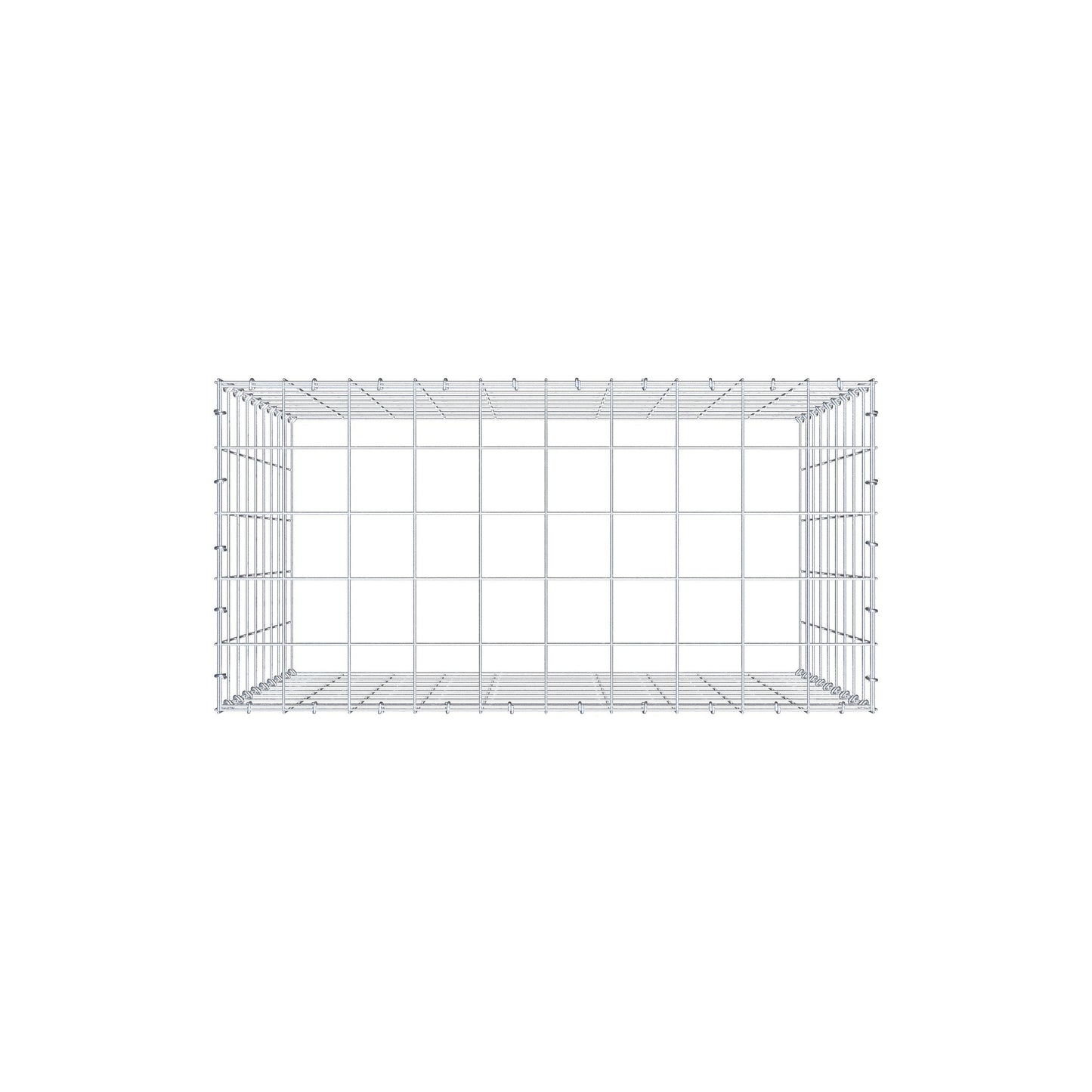 Typ 3 påbyggnadsgabion 100 cm x 90 cm x 50 cm (L x H x D), maskstorlek 10 cm x 10 cm, C-ring