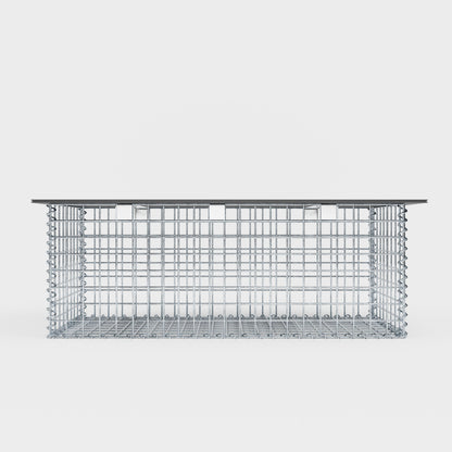 Banco de jardín de gaviones en espiral 105 x 50 x 40 cm - MW 5 x 5 cm, con tablero reciclado en antracita