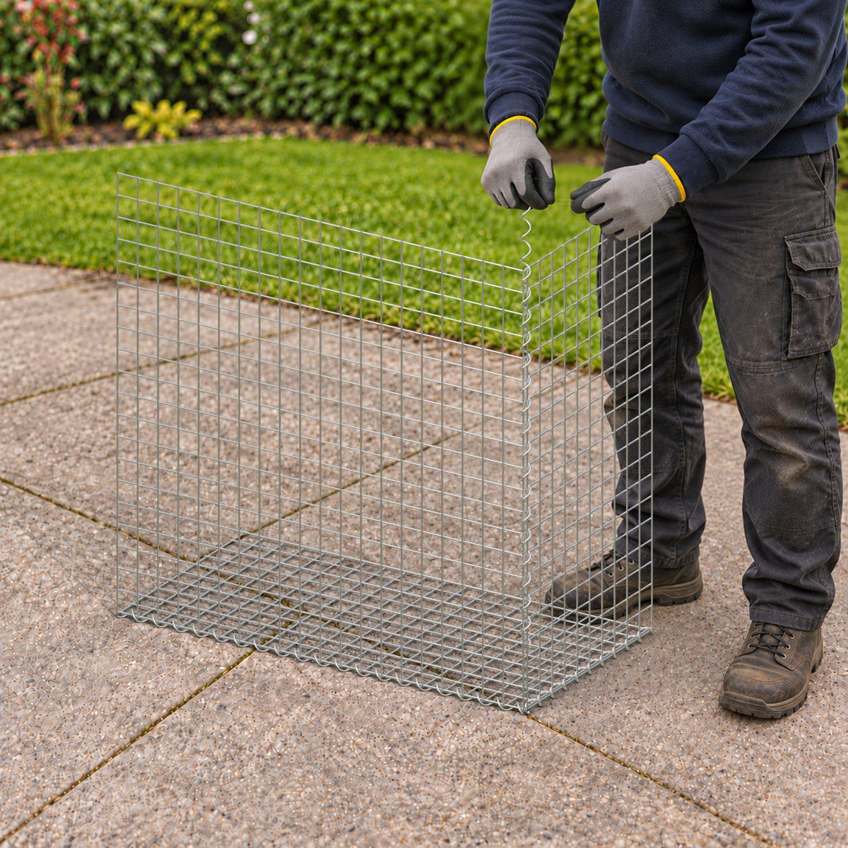 Gabion 100 cm x 100 cm x 50 cm (L x H x D), mesh size 5 cm x 5 cm, spiral