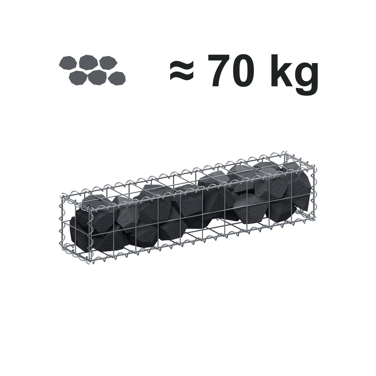 Gabion 100 cm x 20 cm x 20 cm (L x H x D), mesh size 10 cm x 10 cm, spiral