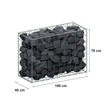 Gabion 100 cm x 70 cm x 40 cm (L x H x D), maskestørrelse 10 cm x 10 cm, spiral