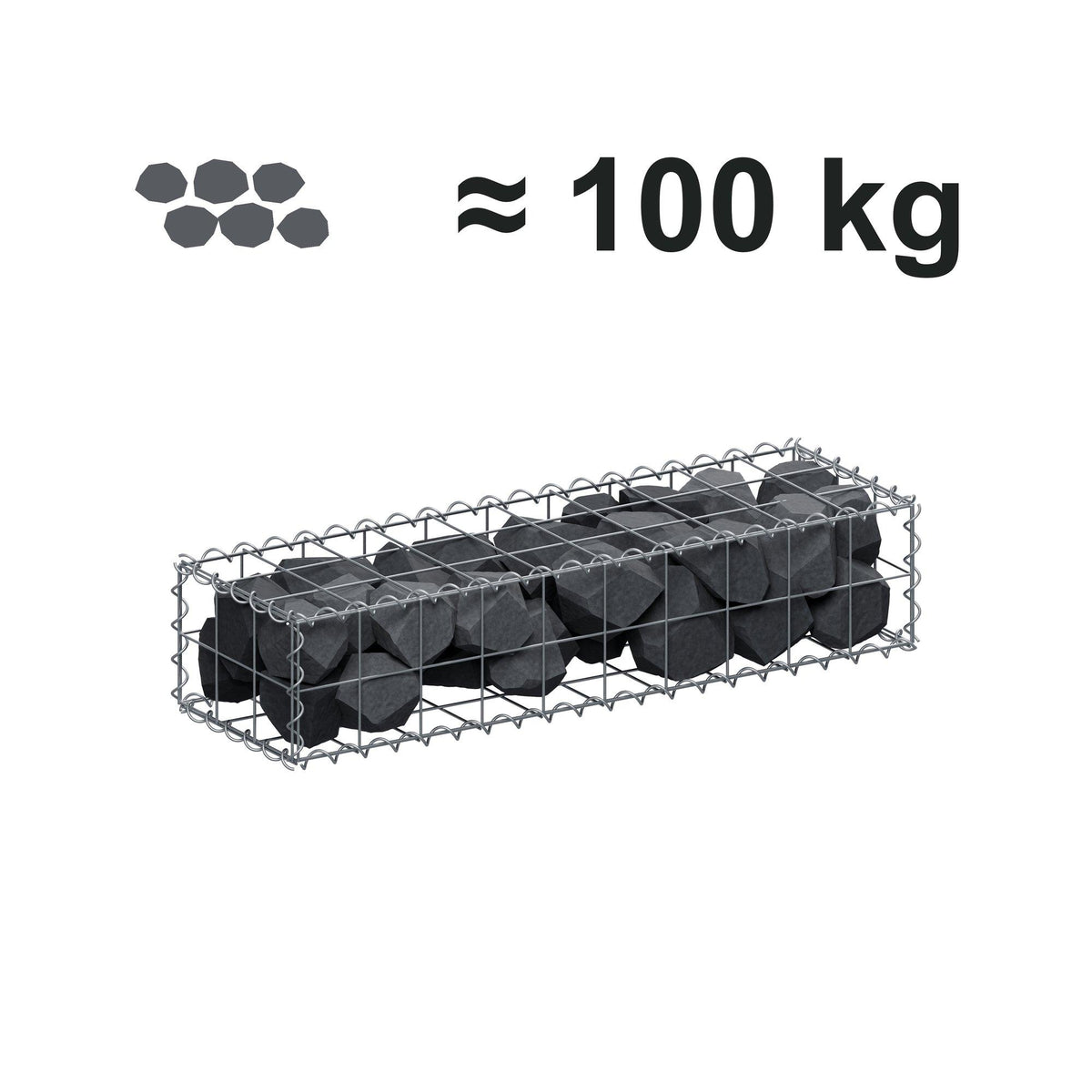 Gabion 100 cm x 20 cm x 30 cm (L x H x D), maskstorlek 10 cm x 10 cm, spiral