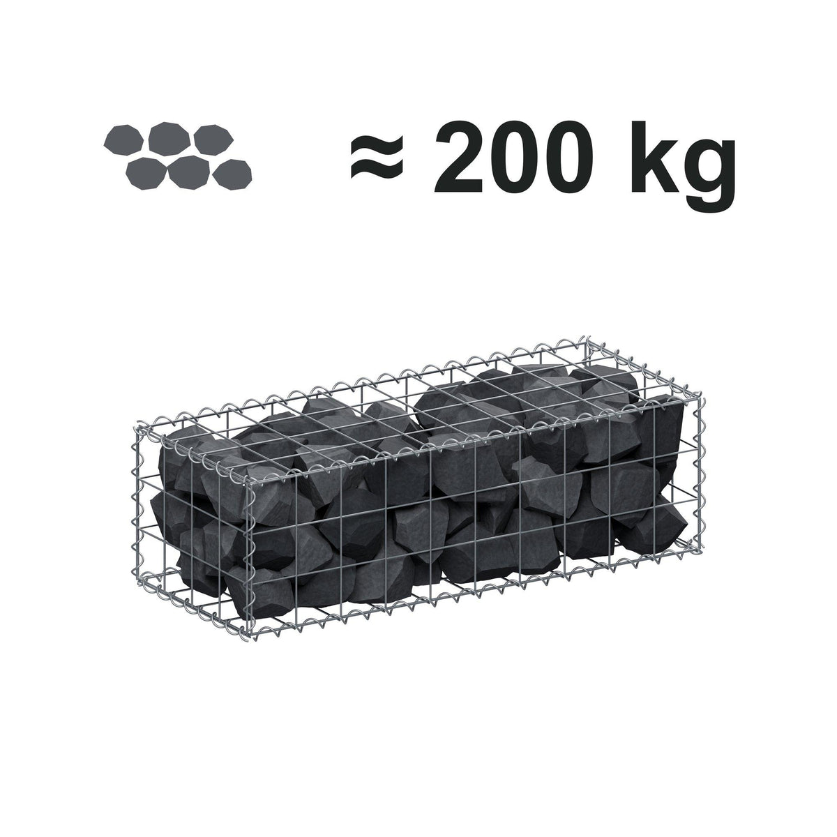 Gabione 100 cm x 30 cm x 40 cm (L x H x T), Maschenweite 10 cm x 10 cm, Spirale