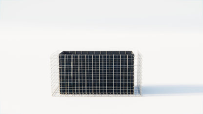Högbädd, fyrkantig 130 cm x 60 cm x 60 cm (L x H x D), maskstorlek 5 x 10 cm, väggtjocklek 10 cm