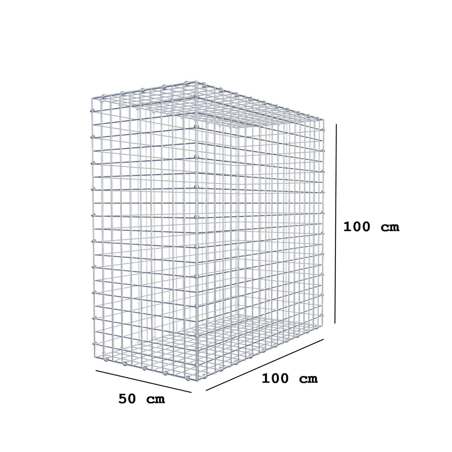 Gabion 100 cm x 100 cm x 50 cm (L x H x D), maskstorlek 5 x 5 cm, spiralring