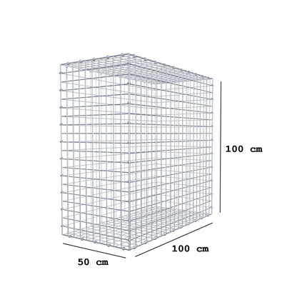 Gabion 100 cm x 100 cm x 50 cm (L x H x D), maskstorlek 5 x 5 cm, spiralring