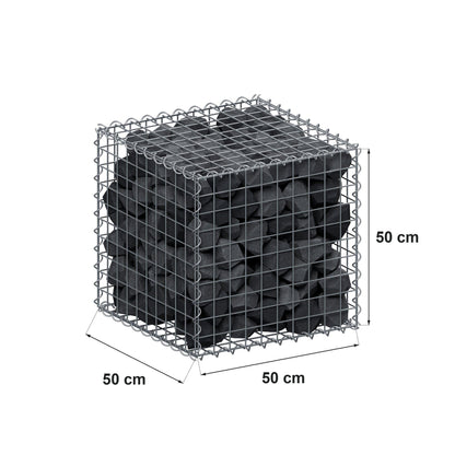 Gabion 50 cm x 50 cm x 50 cm (L x H x D), maskestørrelse 5 cm x 5 cm, spiral