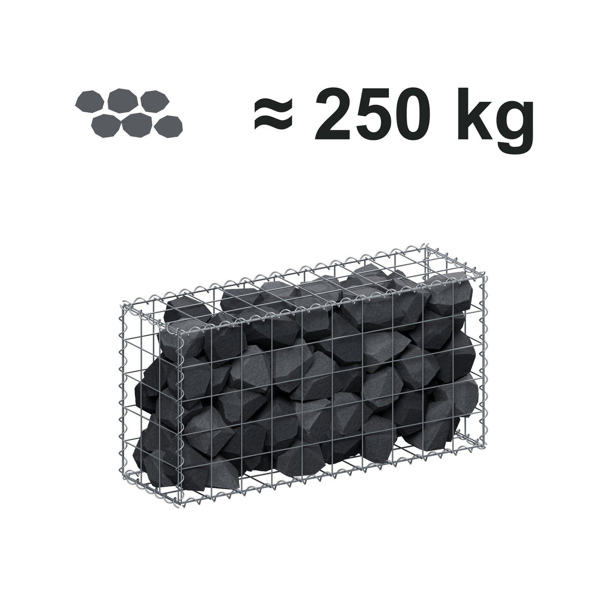 Gabion 100 cm x 50 cm x 30 cm (L x H x D), maskestørrelse 10 cm x 10 cm, spiral