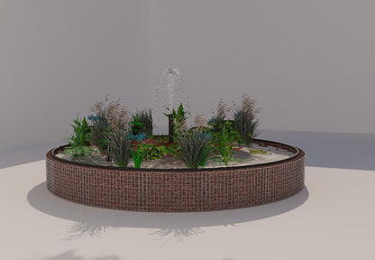 Gabion-dam, rund, ydre diameter 442 cm, højde 50 cm, maskestørrelse 5 x 5 cm, vægtykkelse 15 cm