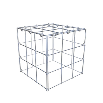 Opbouw schanskorf type 3 30 cm x 30 cm x 30 cm (L x H x D), maaswijdte 10 cm x 10 cm, C-ring