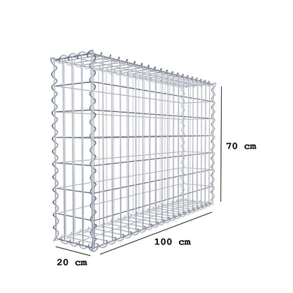 Gabione 100 cm x 70 cm x 20 cm (L x H x T), Maschenweite 5 cm x 10 cm, Spirale