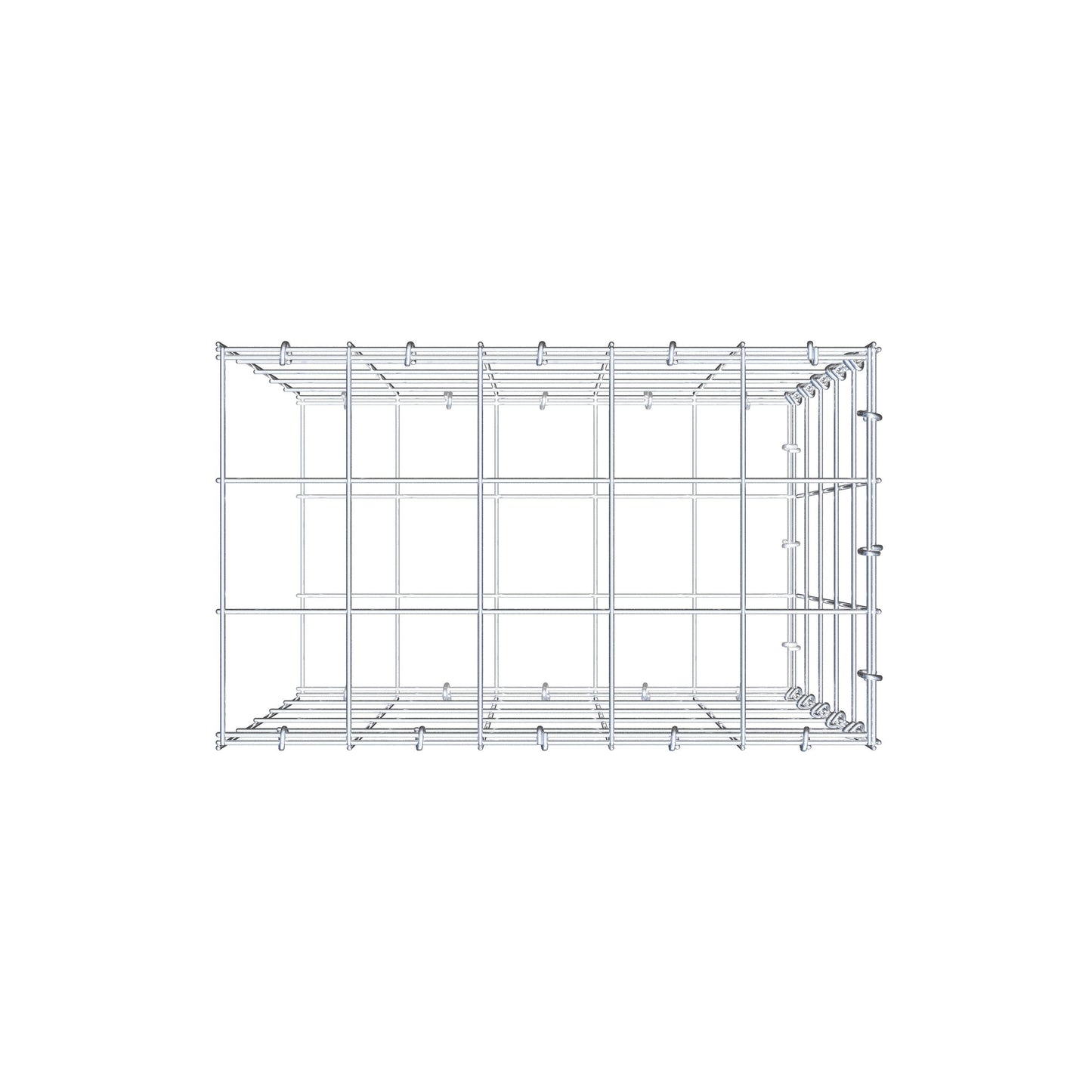 Fästbar gabion typ 2 50 cm x 50 cm x 30 cm (L x H x D), maskstorlek 10 cm x 10 cm, C-ring